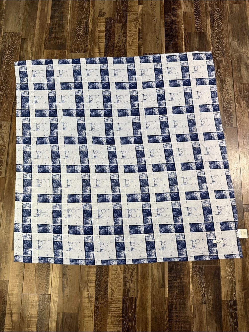 Posh Peanut Blue‎ and White Checker Plaid swaddle/bamboo light weight blanket
